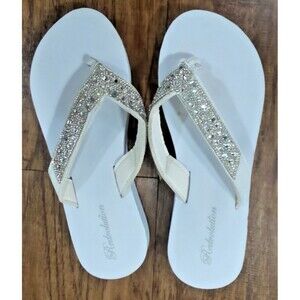 NEVER WORN Redvolution Size 9 White  Flip Flop Studded Straps
